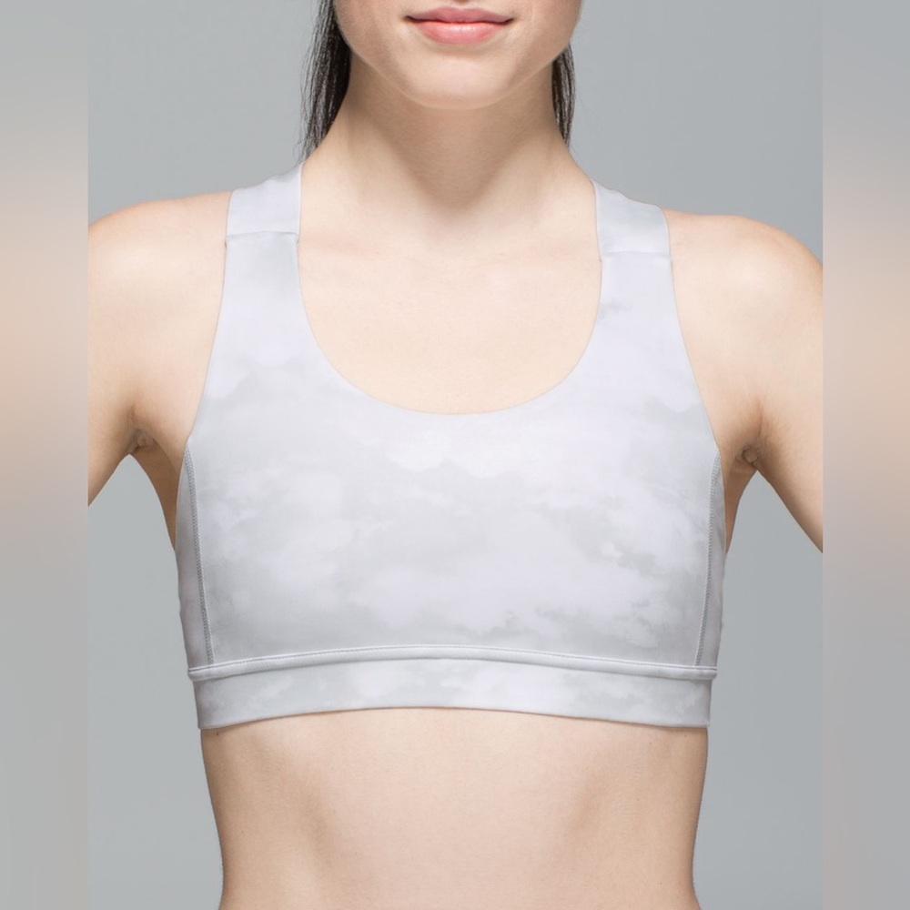 lululemon athletica Light Gray Cloud Print Sports Bra